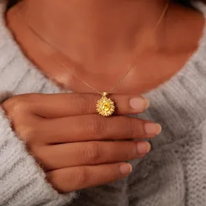 Sunflower Shape 18K Gold-Plated Pendant Necklace