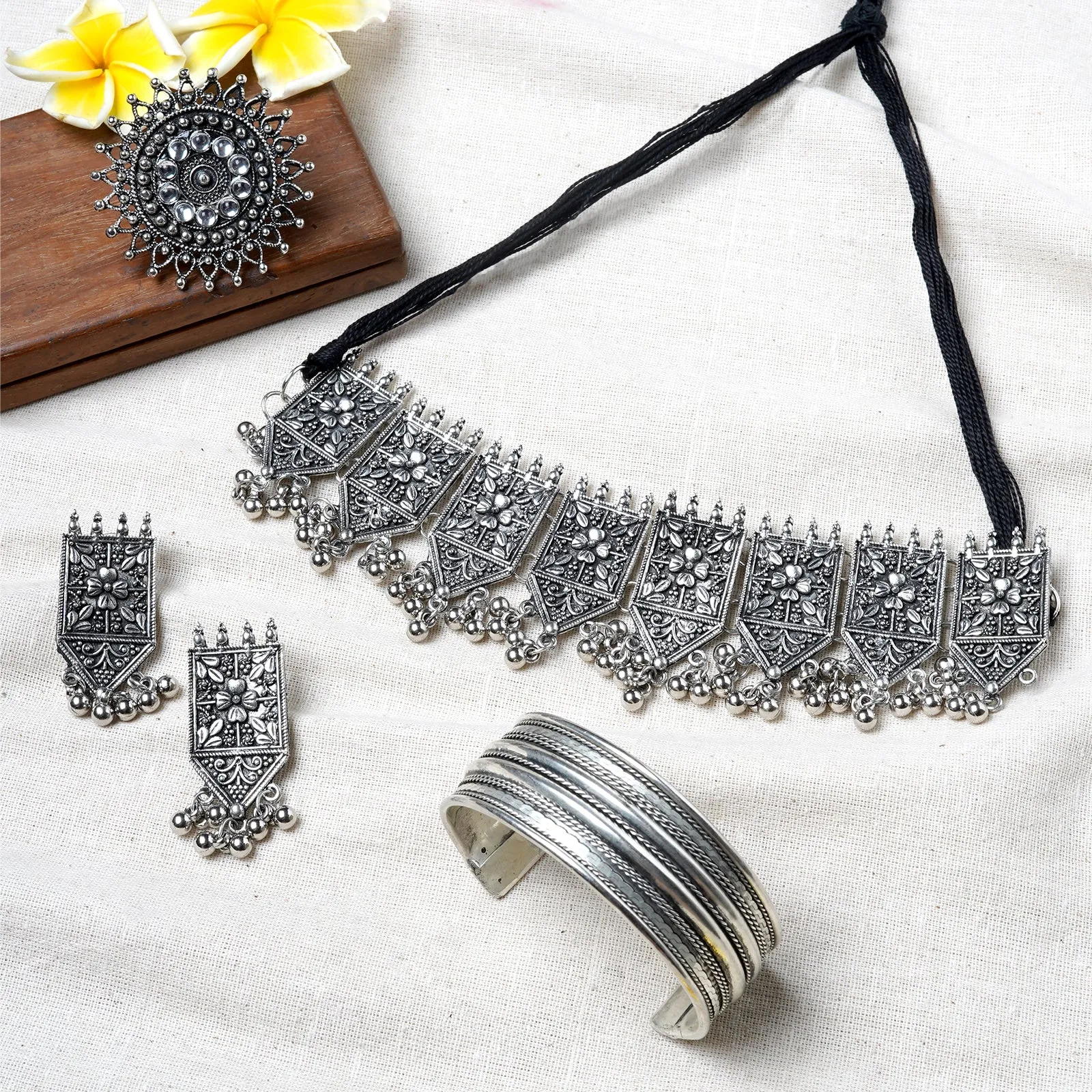 Teejh Aashima Silver Oxidised Jewelry Gift Set