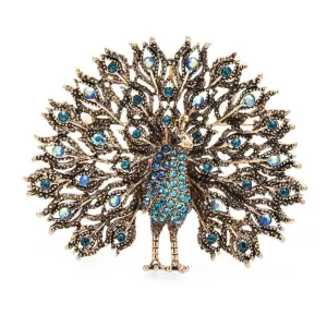 TEEK - Mulitcolor Big Sparkling Peacock Brooches