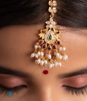 The Ameya Silver Bridal Maang Tikka (Pearl)