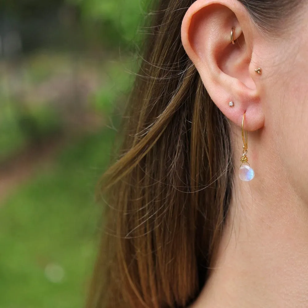 Tiny Moonstone Earrings