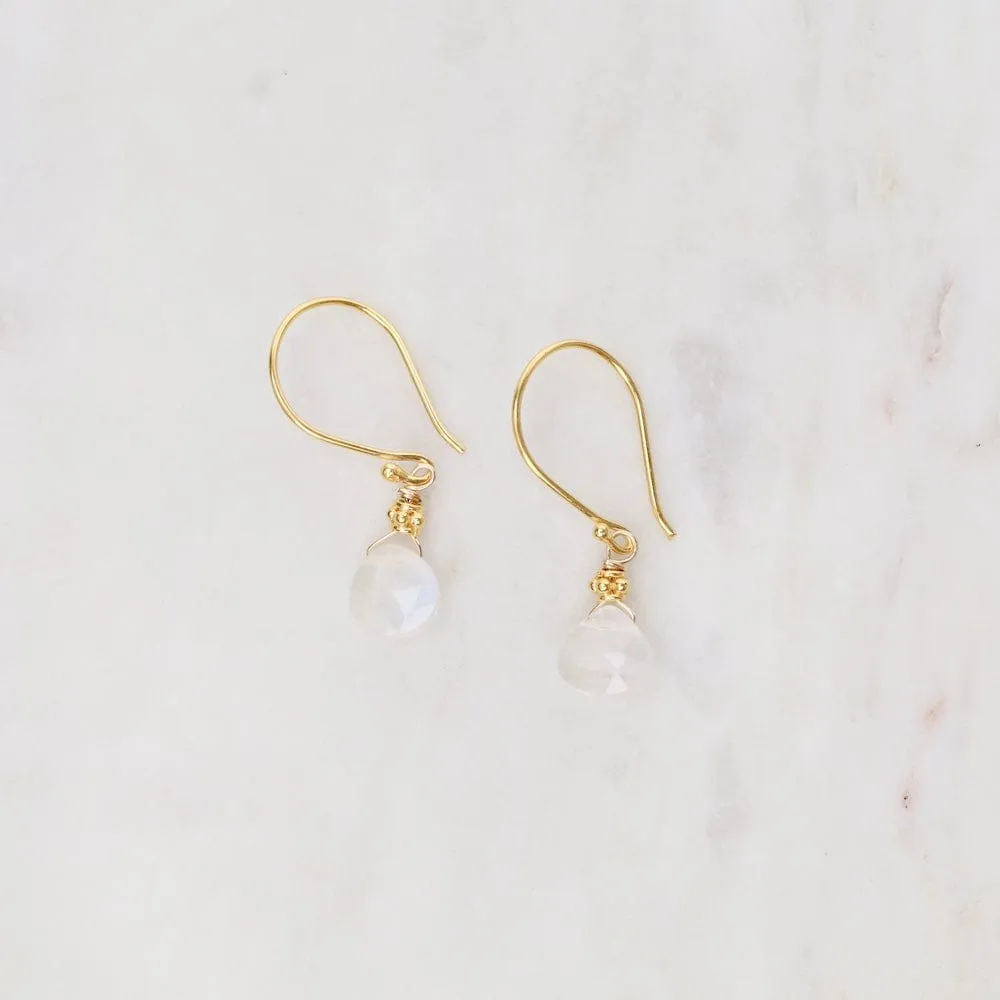 Tiny Moonstone Earrings