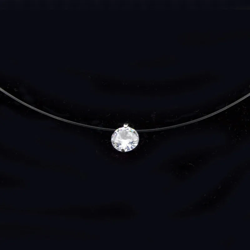 Transparent Chain with Exquisite Cubic Zirconia Pendant Necklace