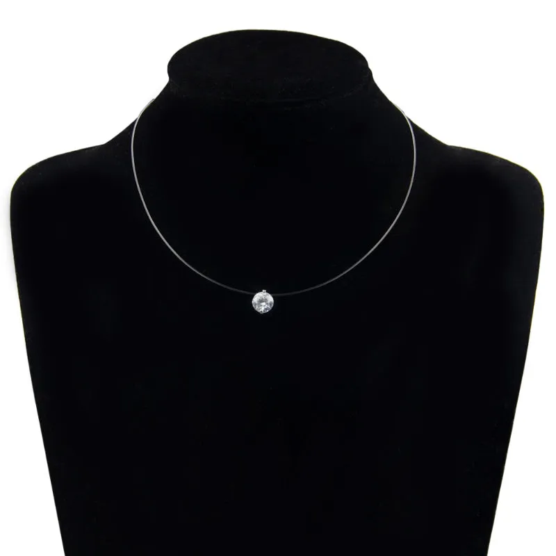 Transparent Chain with Exquisite Cubic Zirconia Pendant Necklace