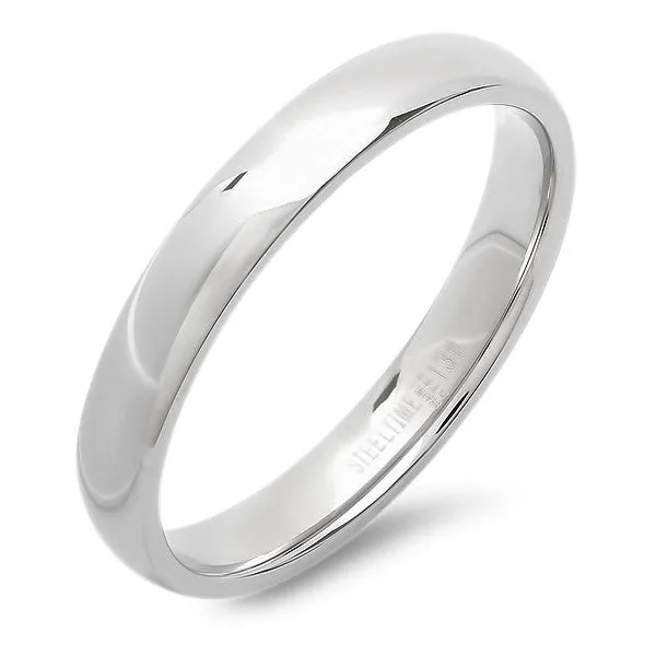 Unisex Stainless Steel Slim Wedding Band Ring in Silver-Tone