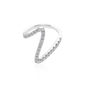 V Shape Diamond Ring in White Gold