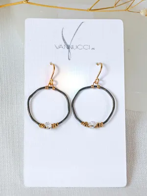 Vannucci Two Tone Herkimer Hoop Earring