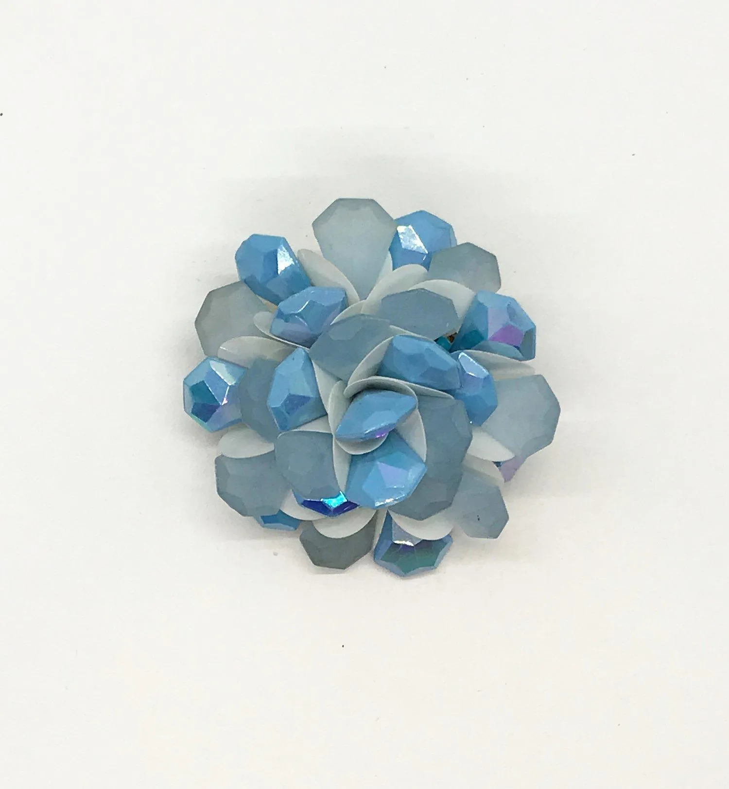 Vintage Layered Blue Petals Floral Brooch