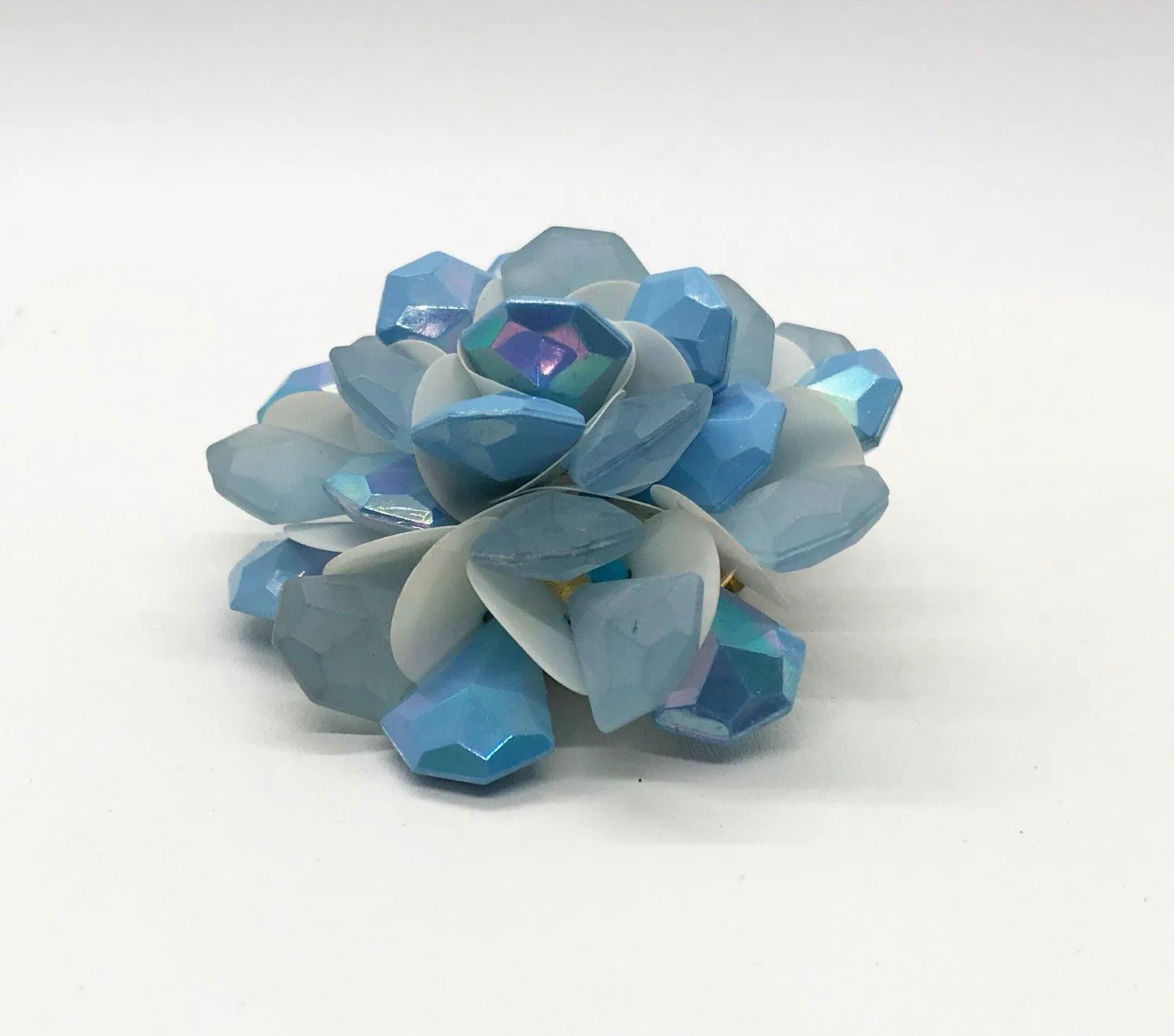 Vintage Layered Blue Petals Floral Brooch