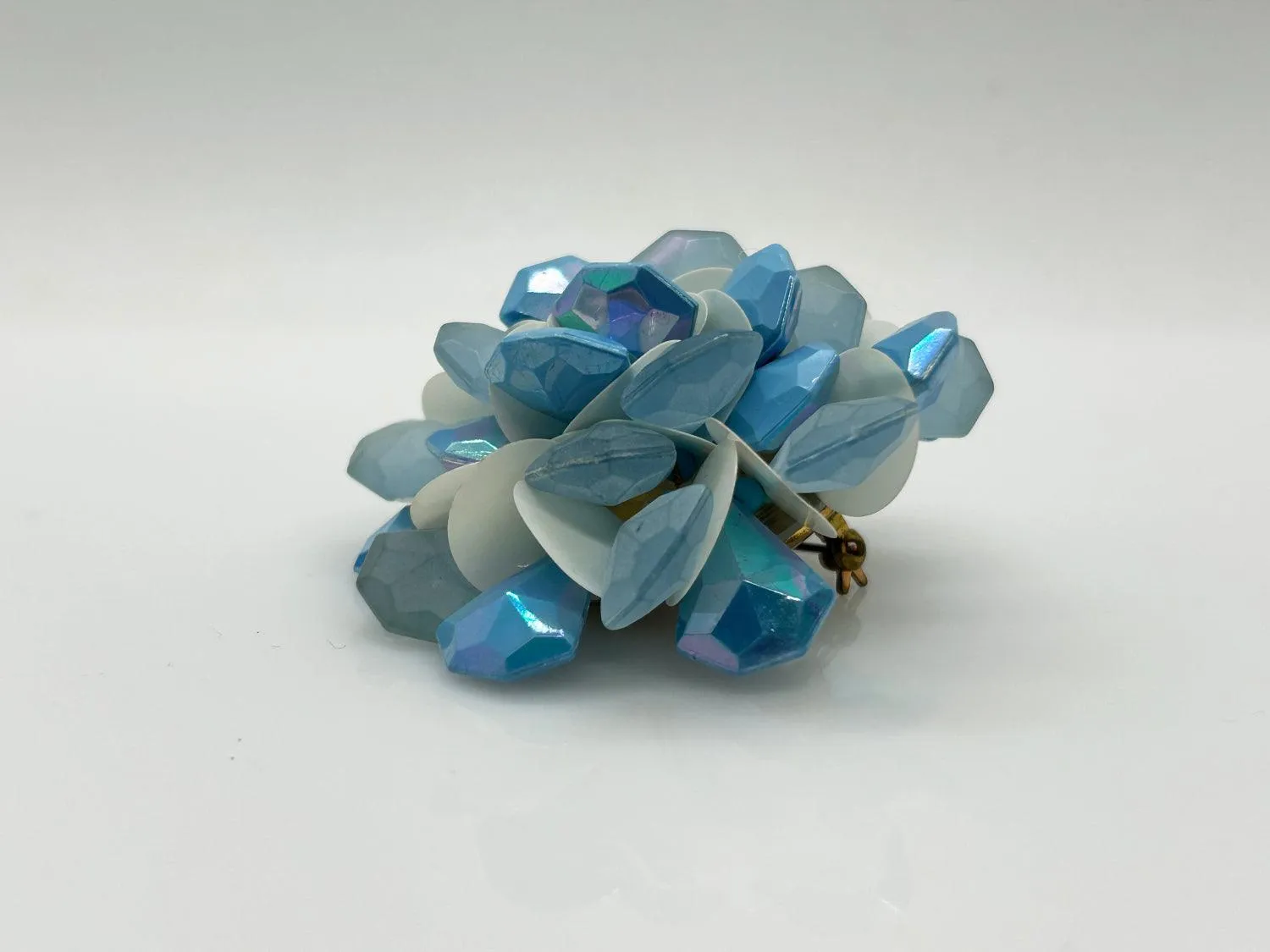 Vintage Layered Blue Petals Floral Brooch