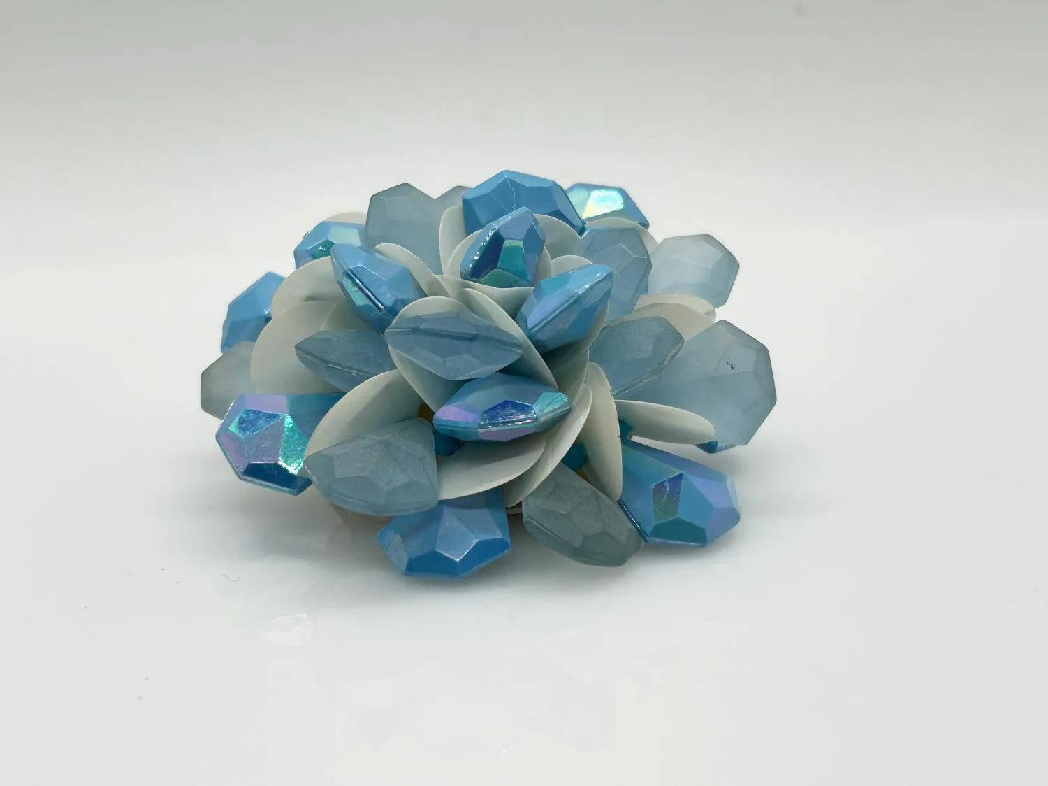 Vintage Layered Blue Petals Floral Brooch