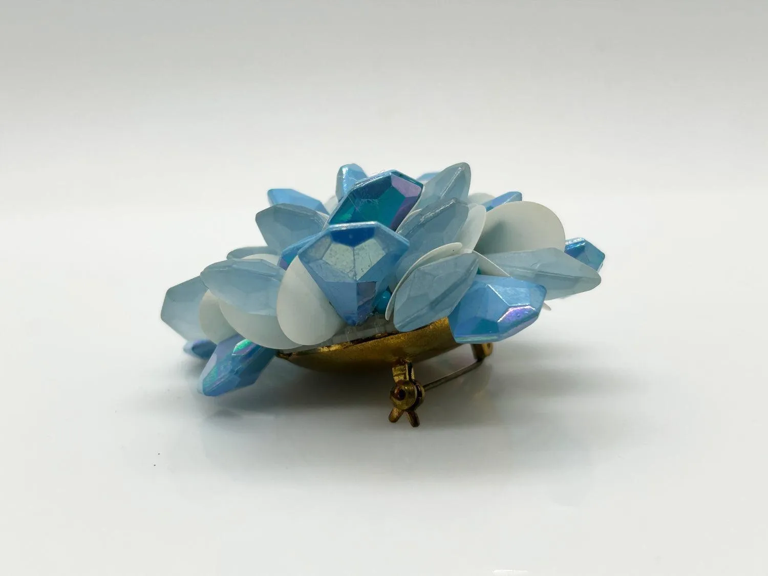 Vintage Layered Blue Petals Floral Brooch