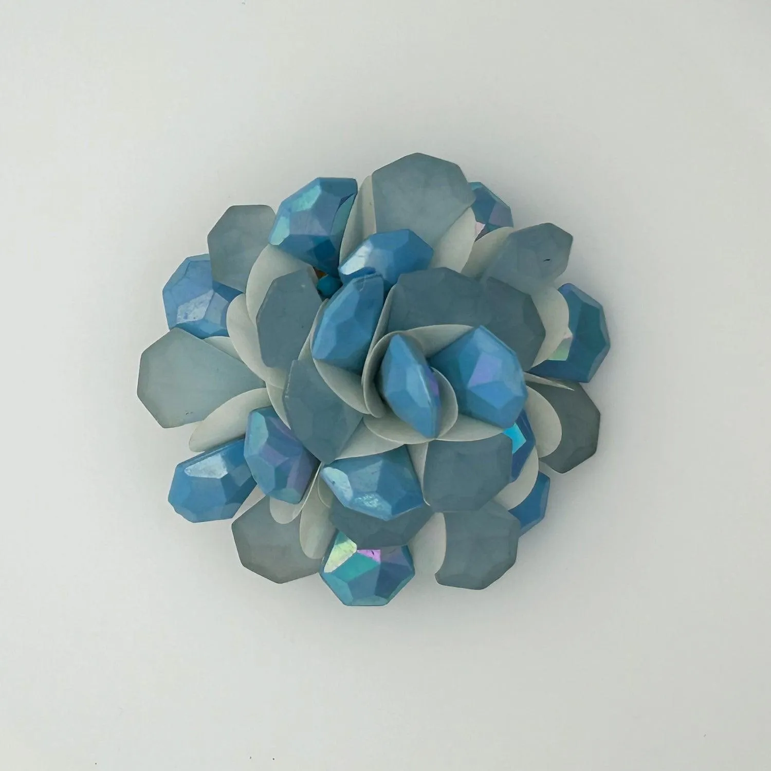 Vintage Layered Blue Petals Floral Brooch