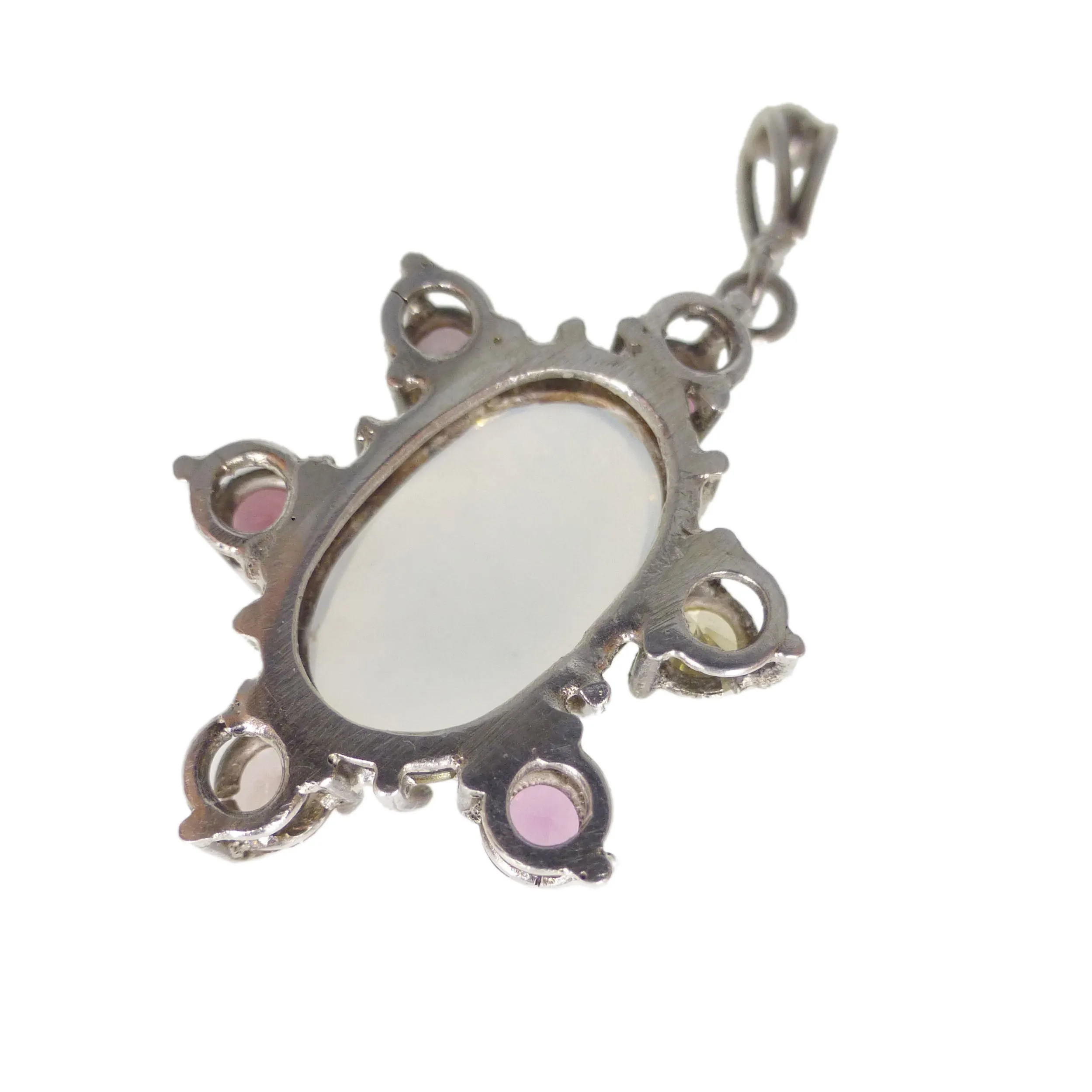 Vintage Mid Century Silver Moonstone Topaz Pendant