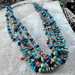 Vintage Multi-Stone Chip Necklace - Estate