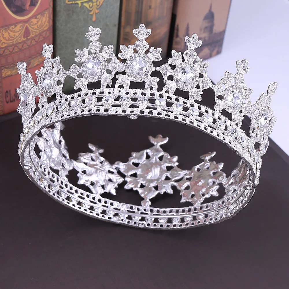 Wedding headwear crown alloy inlaid with rhinestones Baroque bridal round crown