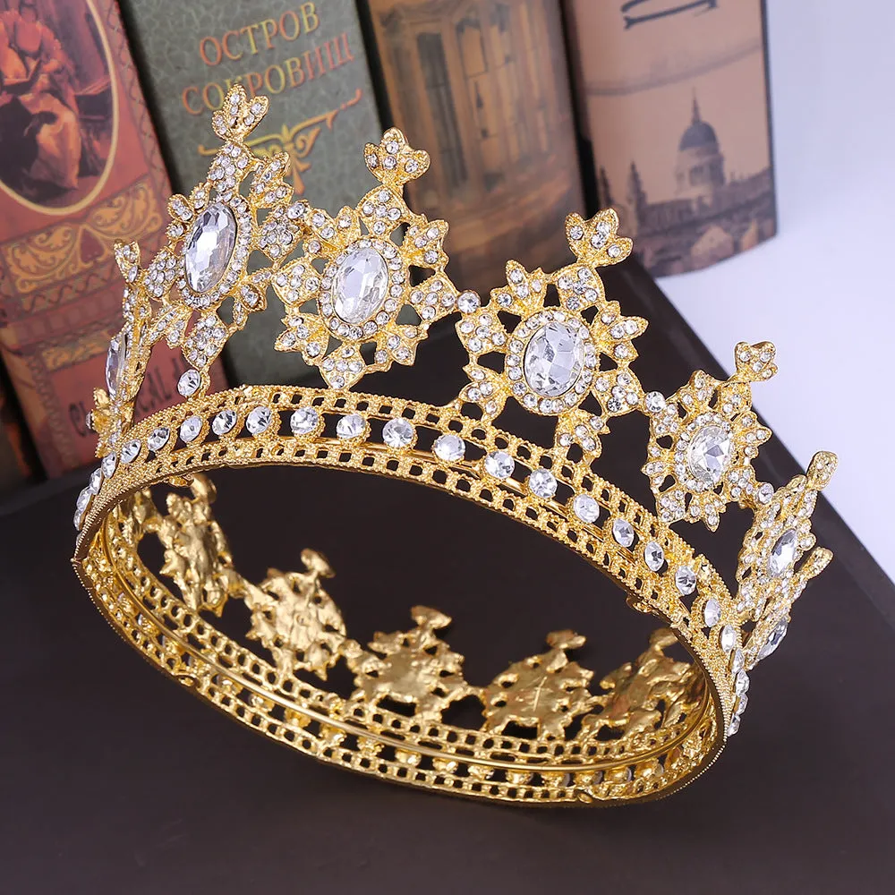 Wedding headwear crown alloy inlaid with rhinestones Baroque bridal round crown