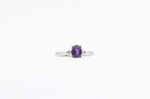 White Gold Amethyst Ring with Diamonds