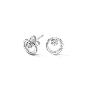 White Sapphire Circle Dewdrop Studs