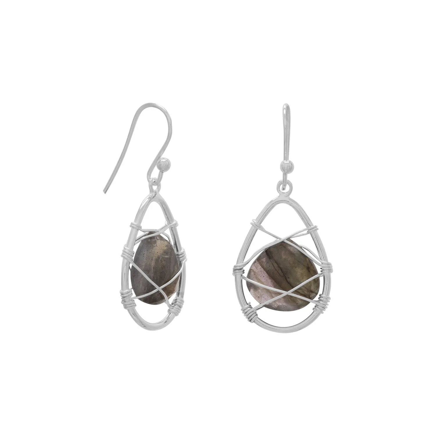 Wire Wrap Labradorite Earrings