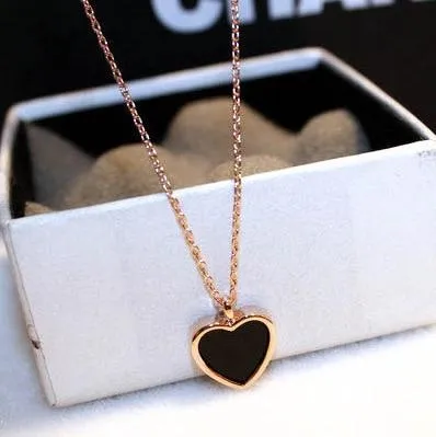 Women Cute Love Heart Rose Pendant Long Chain Necklaces