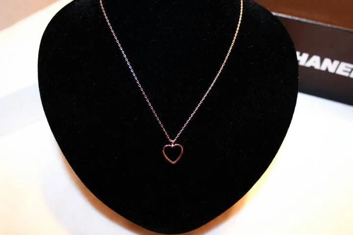 Women Cute Love Heart Rose Pendant Long Chain Necklaces