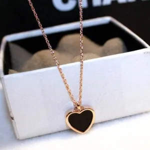 Women Cute Love Heart Rose Pendant Long Chain Necklaces