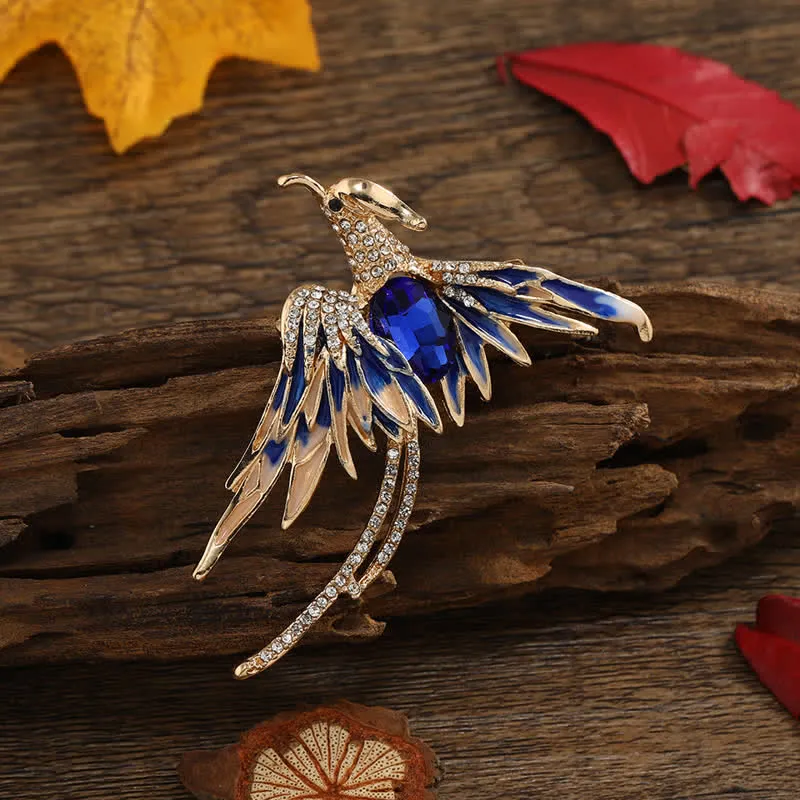 Women's Enamel Flying Phoenix Crystal Brooch