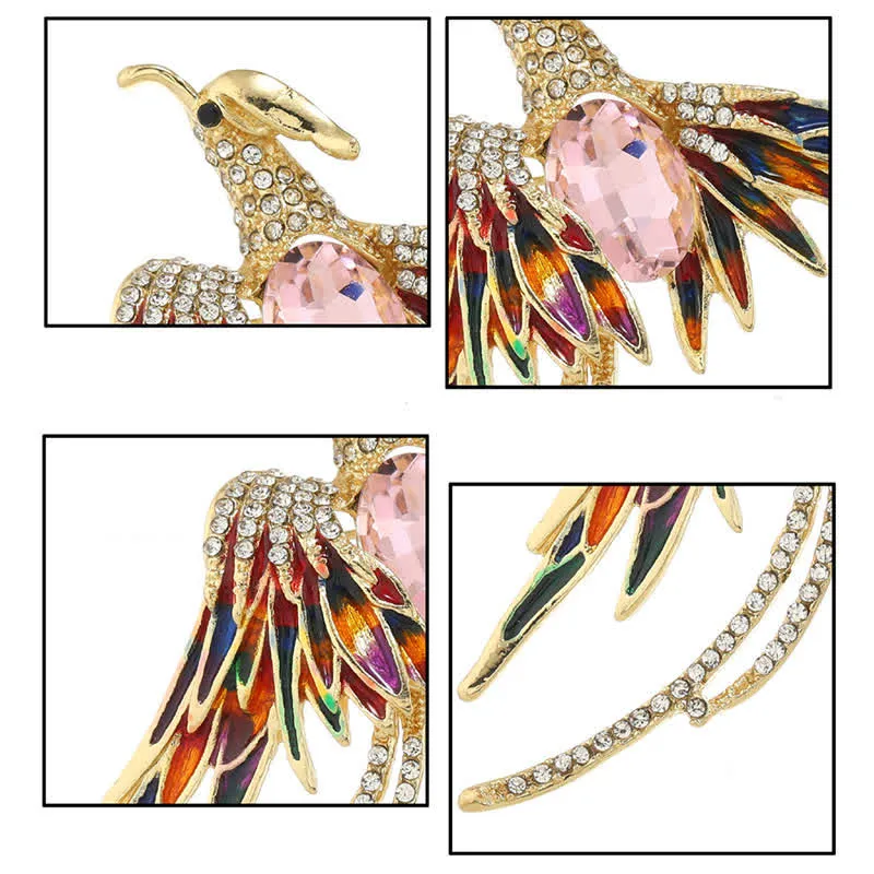 Women's Enamel Flying Phoenix Crystal Brooch