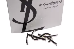 YVES SAINT LAURENT Logo silver brooch