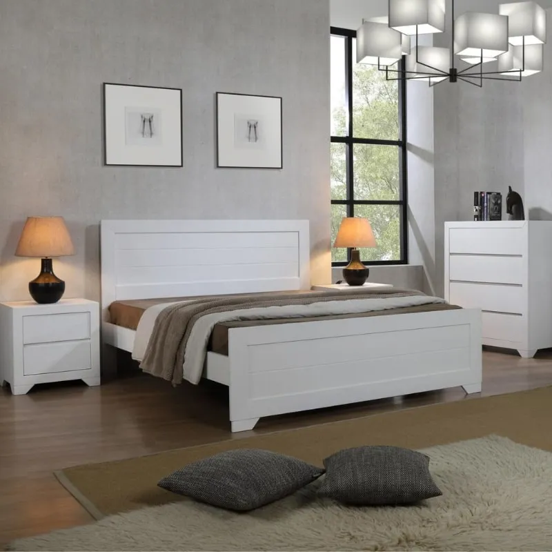 Zircon White Painted King Size Bed