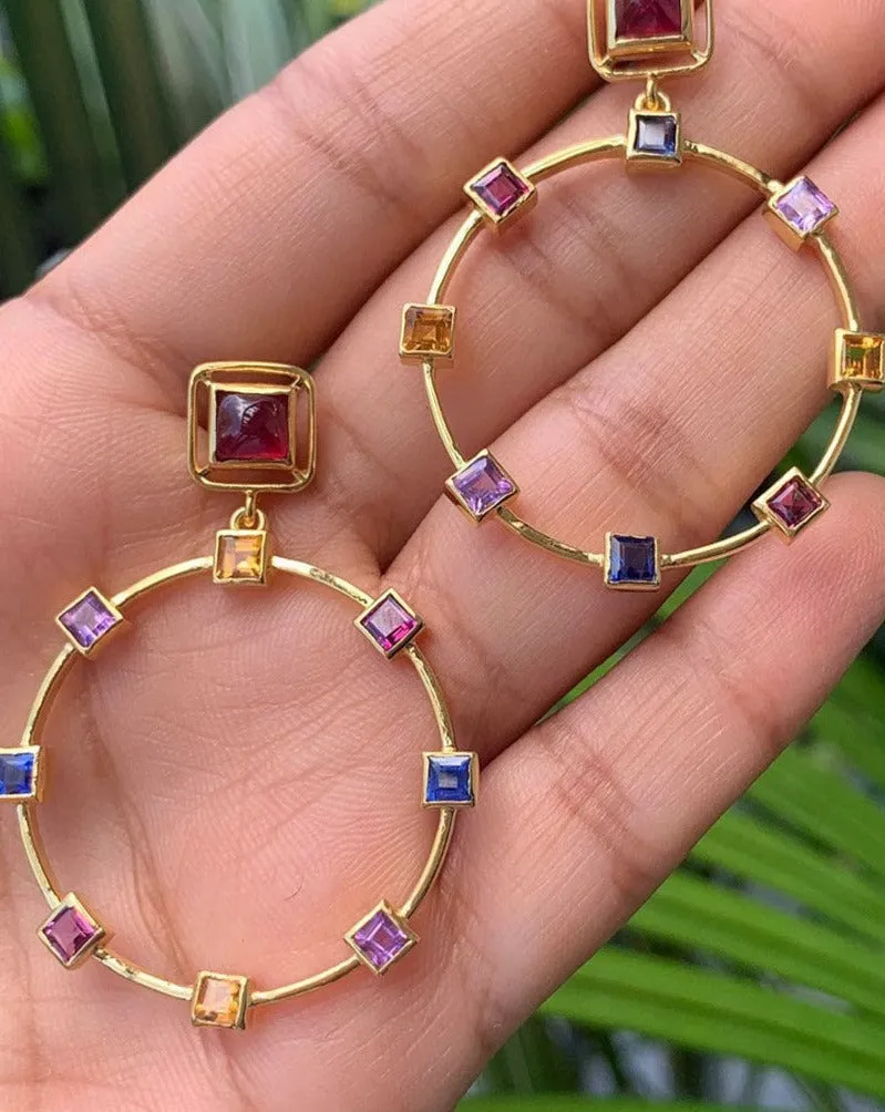 Zoie Multi Gemstone Hoop Earring