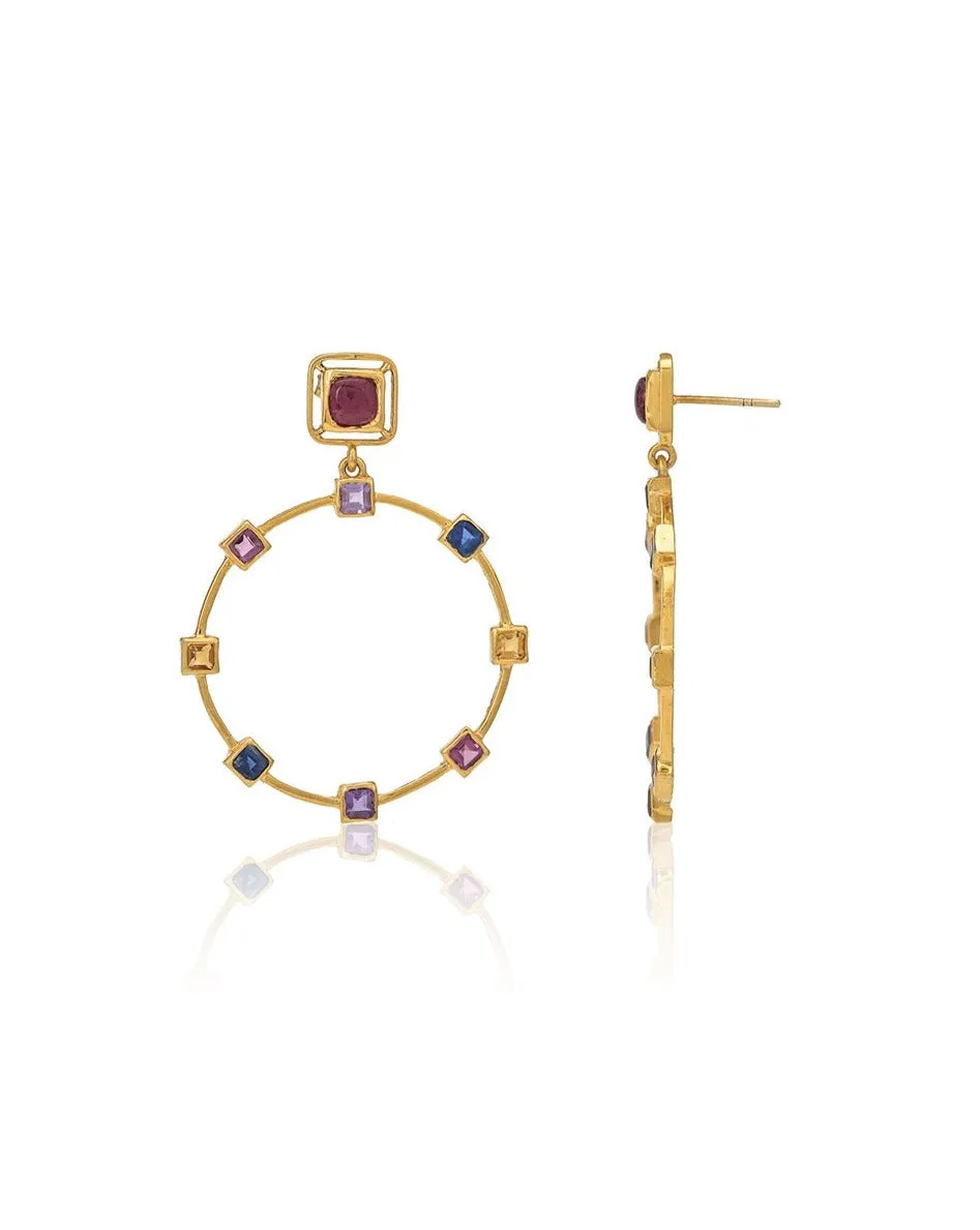 Zoie Multi Gemstone Hoop Earring