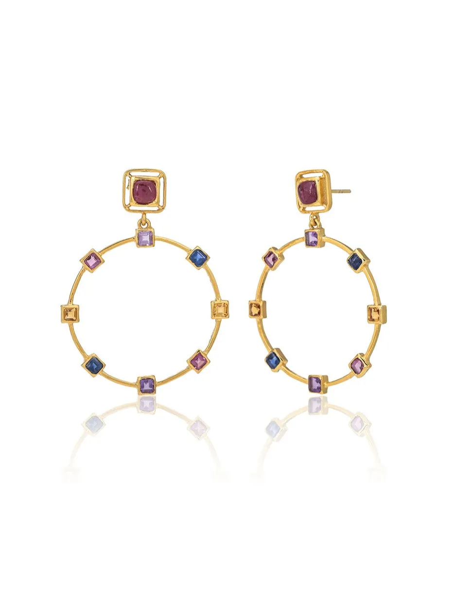 Zoie Multi Gemstone Hoop Earring